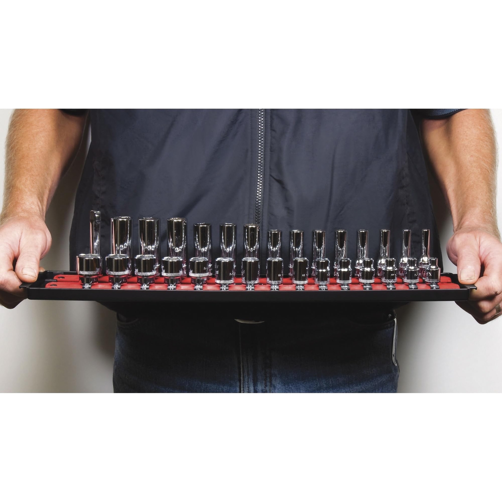 Ernst Manufacturing 18-Inch Socket Boss 2-Rail 1/2-Inch-Drive Socket Organize…