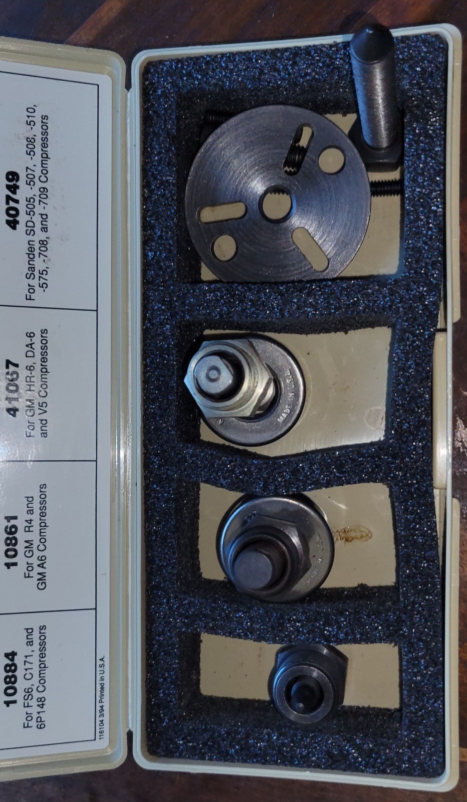 ROBINAIR 18021 A/C COMPRESSOR CLUTCH REMOVER KIT – 10884 10861 41067 40749 CASE