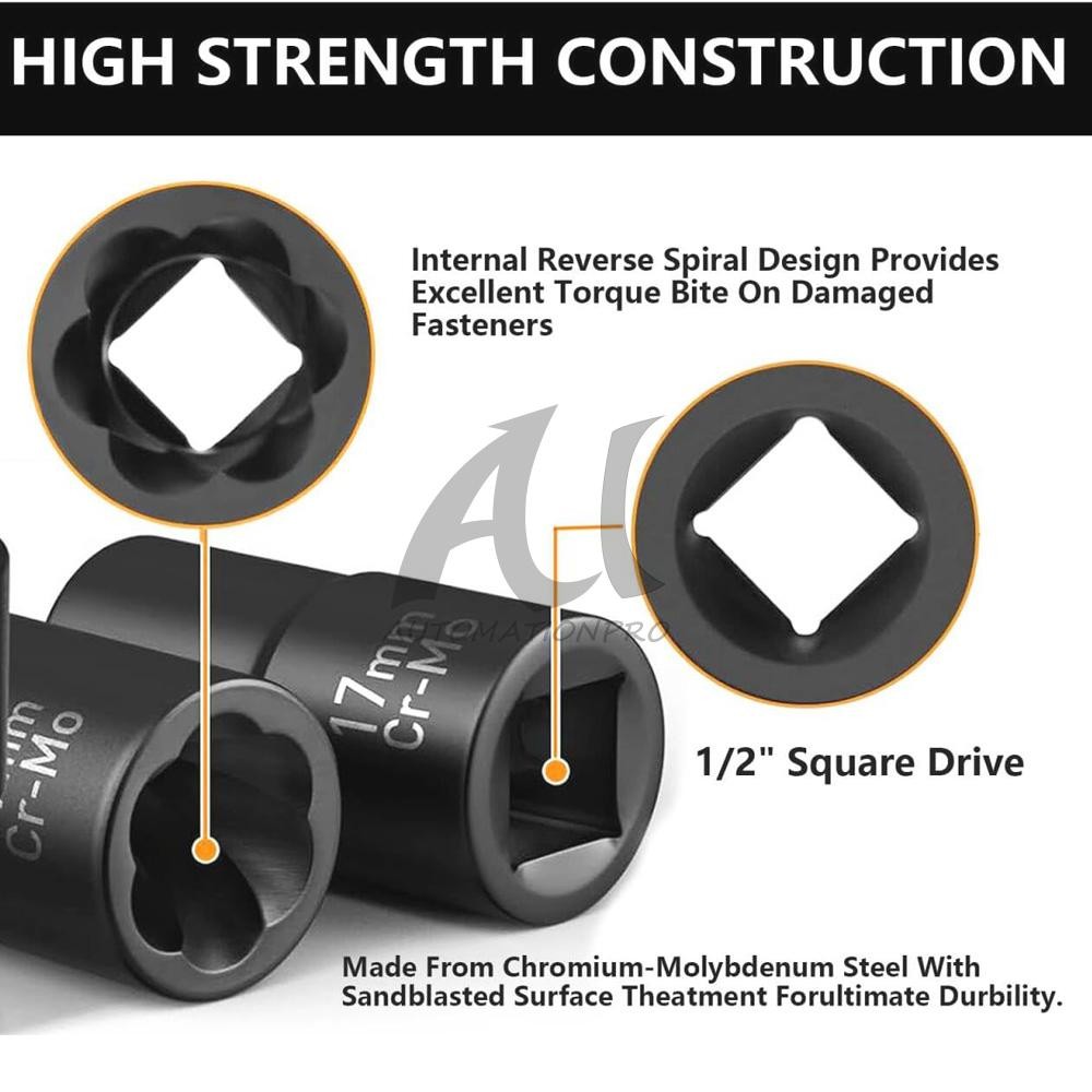 5Pcs Twist Socket 1/2” Drive For Wheel Lug Nut Damaged Removal and Extractor US
