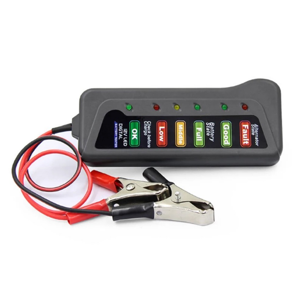 User Friendly 12V Car Tester with Two Testing Clips and LED Lights