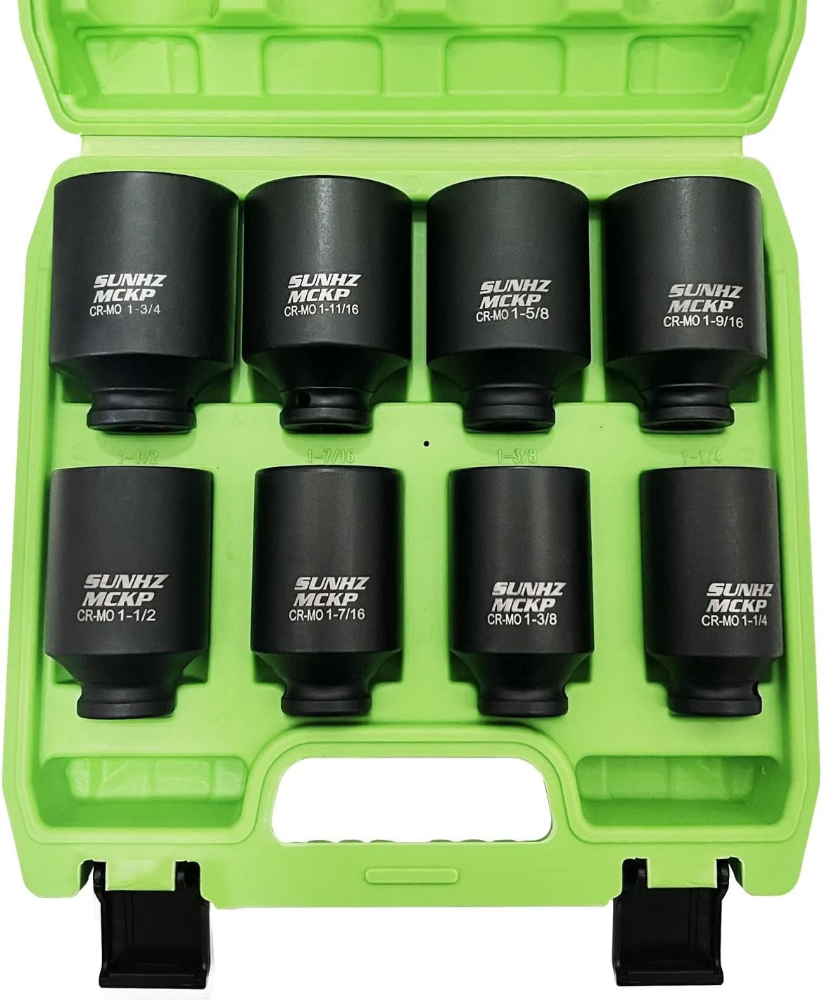 1/2″ Drive Deep 6-Point Impact Socket Set, 8-Piece, 1-1/4″ to 1-3/4″ Size