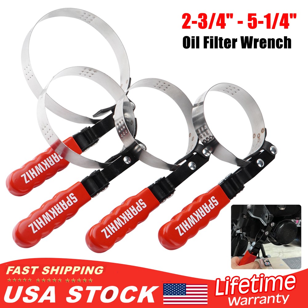SPARKWHIZ 4 Sizes Oil Filter Wrench Oil Filter Removal Tool Set 2-3/4″ – 5-1/4″