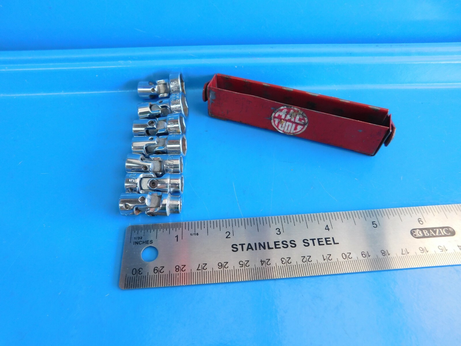 USED,MAC TOOLS «1/4 IN. THRU 9/16 IN » 1/4 DR. UNIVERSAL SOCKETS, LOT OF 7 USA