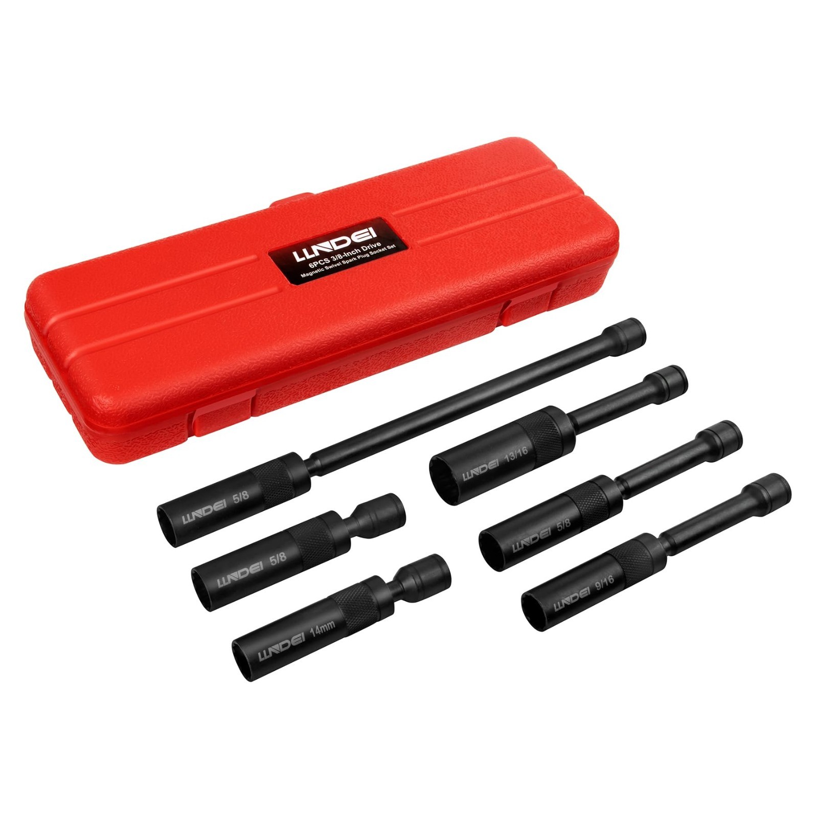 Magnetic Swivel Spark Plug Socket Set – 3/8″ Drive, 14MM, 5/8″, 9/16″, 13/16″ Si