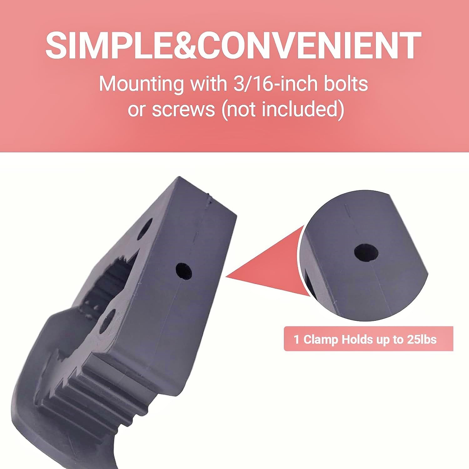Aeloifft 2PCS Shovel mount,Quick Release Rubber Clamp 2pcs 1-1/5»to1-4/7″