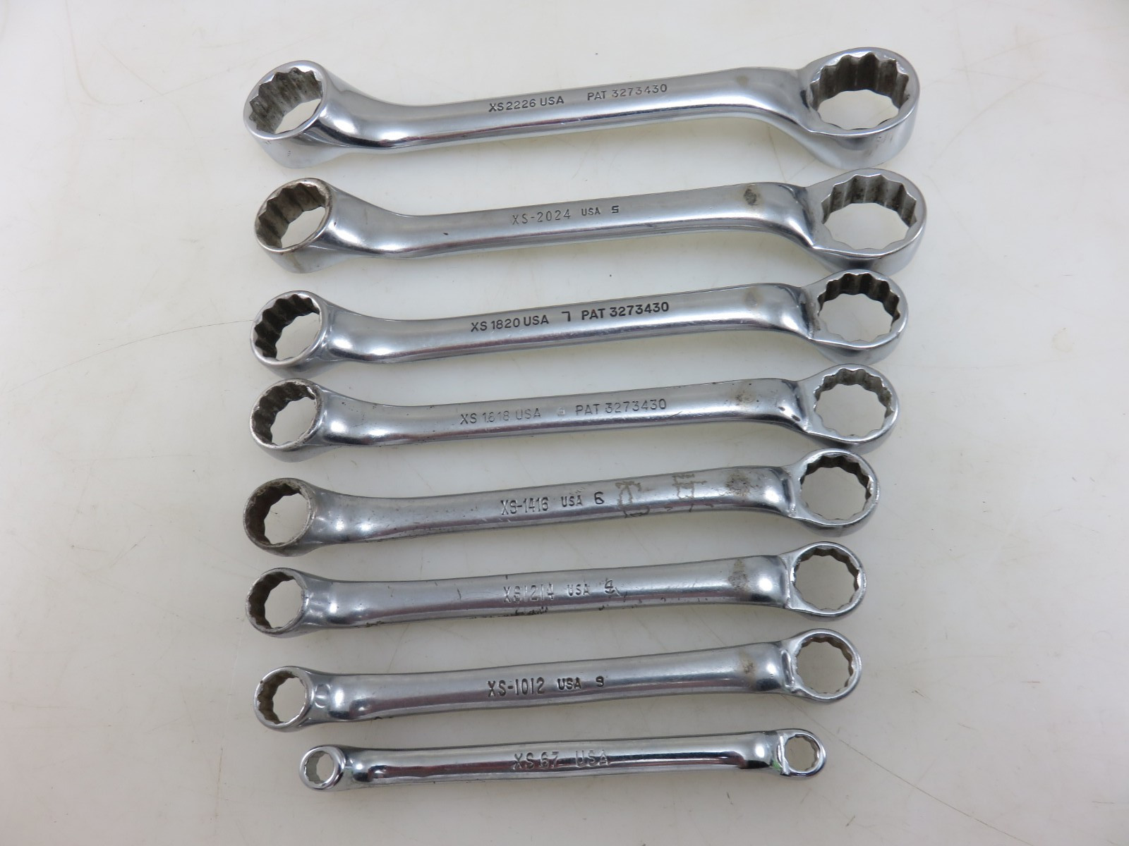 Snap-On XS Series SHORT 10° Offset Box End Wrench 8pc Set 3/16″-13/16″ 12pt