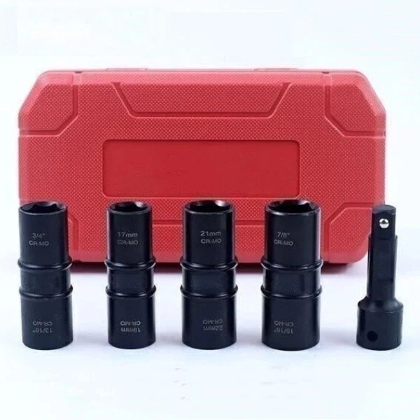 5PCS 1/2″ THIN WALL FLIP IMPACT SOCKET SET FOR AUTO RIMS TIRES LUG NUTS USA
