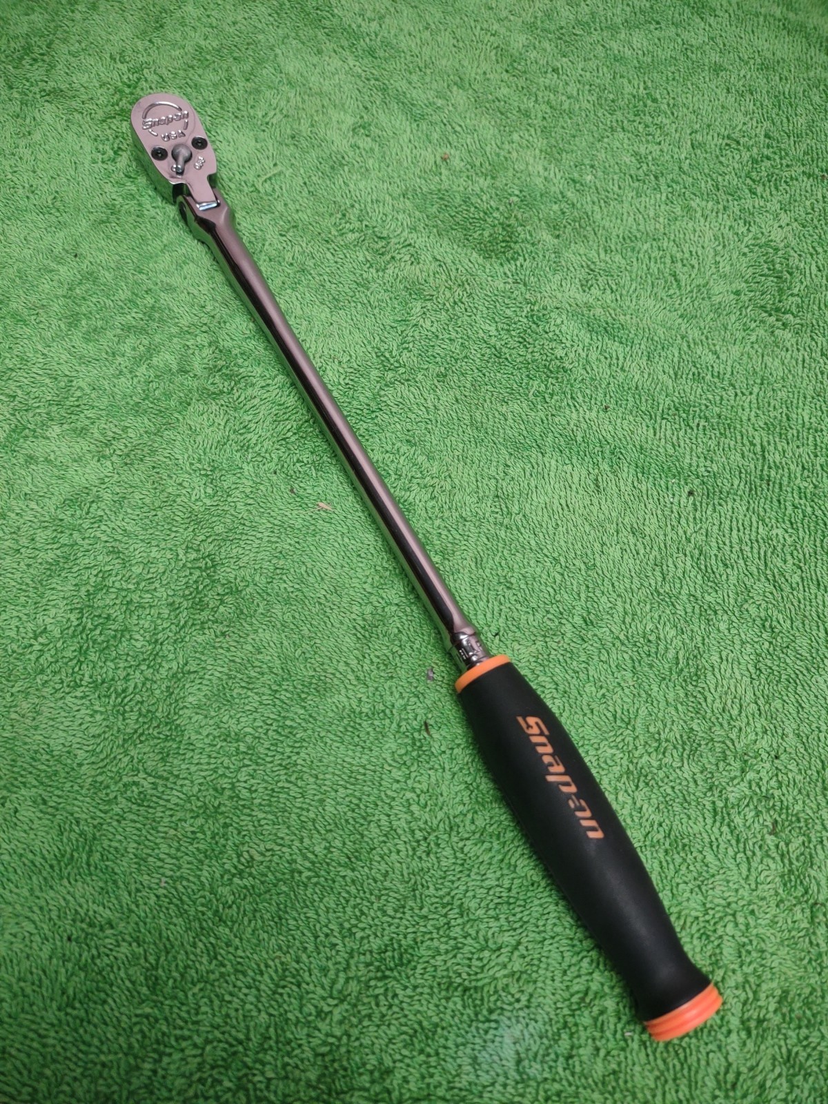 New!!! Snap-On 1/4” Soft Grip Extra-Long Handle Flex-Head Ratchet OrangeTHLLF72O