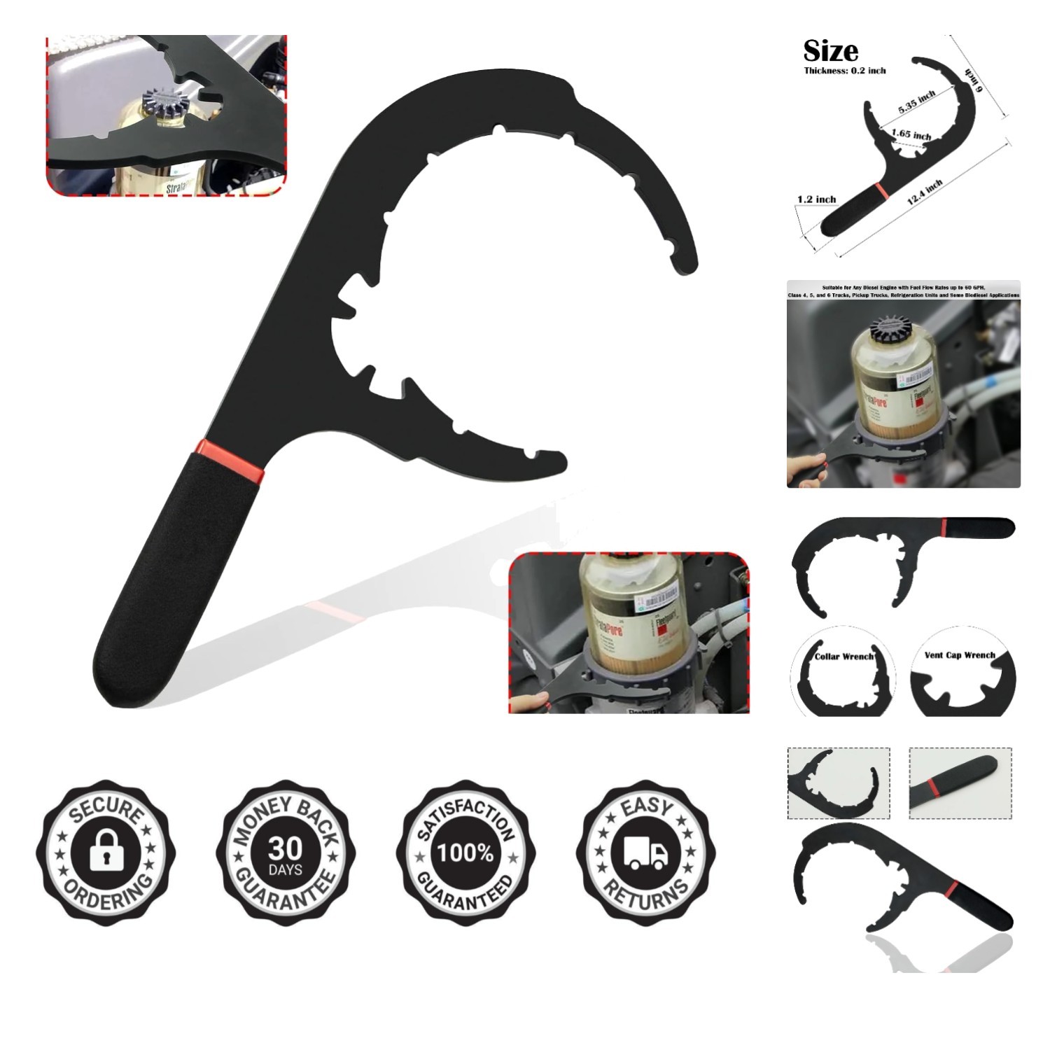 Heavy-Duty Fuel Filter Wrench with Non-Slip Grip – Fits Various Diesel Engines