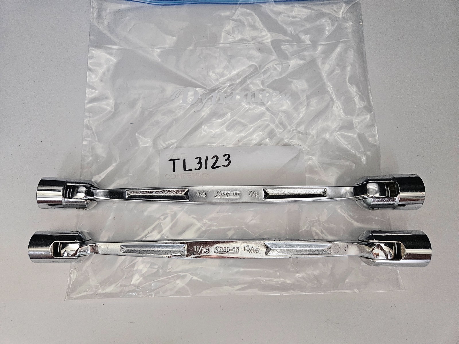 SNAP ON 2 PC #FH2226C & #FH2428C 12 PT DOUBLE FLEX HEAD SOCKET END WRENCHES