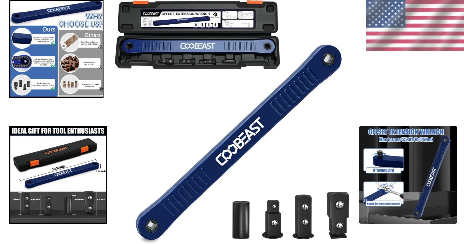 Effortless Fastening with Offset Extension Wrench – Chain Driven Efficiency