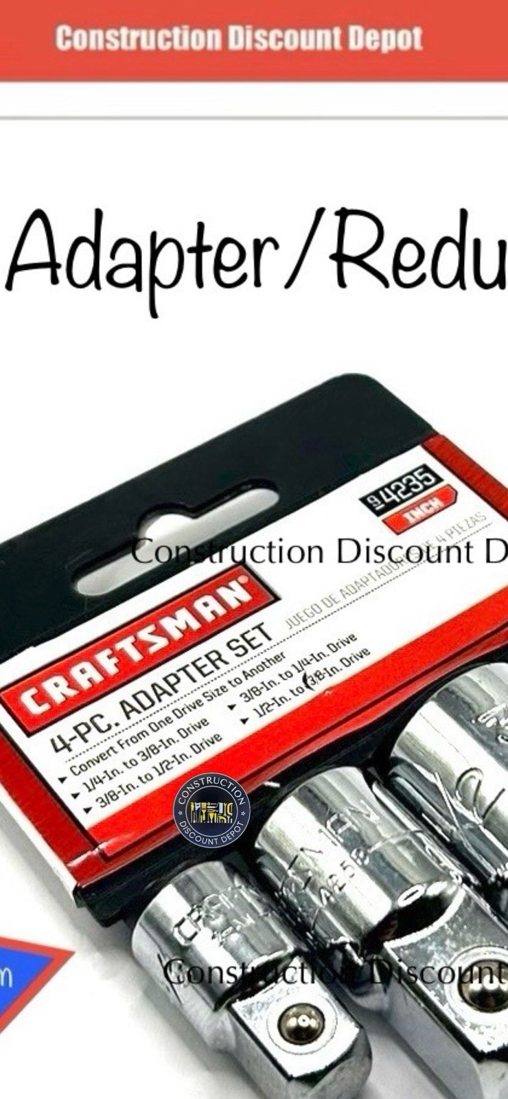 CRAFTSMAN 4 PC SOCKET ADAPTER Reducer Expander Converter Set 1/2 3/8 1/4″ Drive