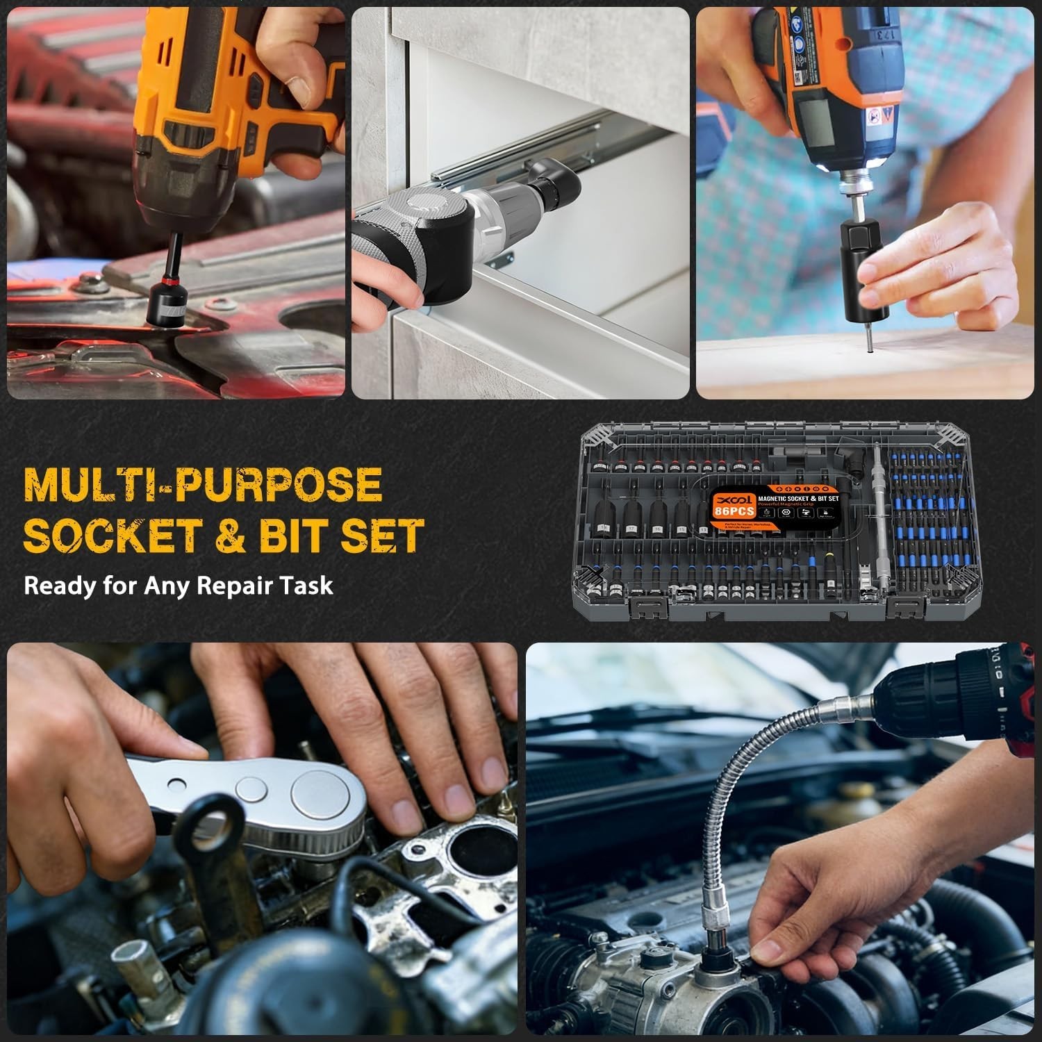 86pc Magnetic Impact Nut Driver Set – Metric & SAE Socket Adapter