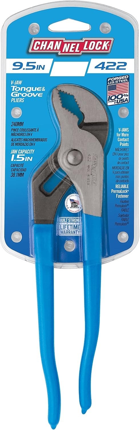 NEW 9.5″ Channellock 422 Curved V-Jaw Tongue & Groove Pliers 1.5″ Jaw Capacity