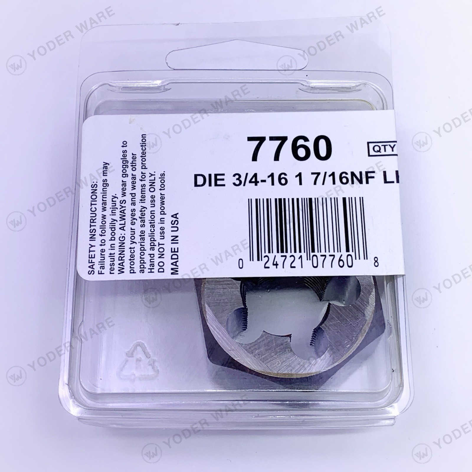 3/4-16 NF x 1-7/16″ LH Hex Die Irwin Hanson 7760 CS LEFT HAND Rethreading NEW