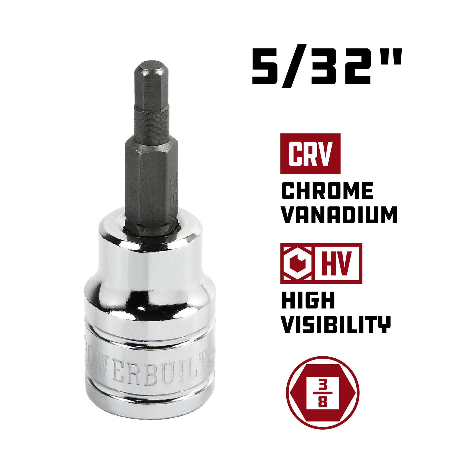 Powerbuilt 3/8 Inch Drive x 5/32 Inch Hex Bit Socket – 648430