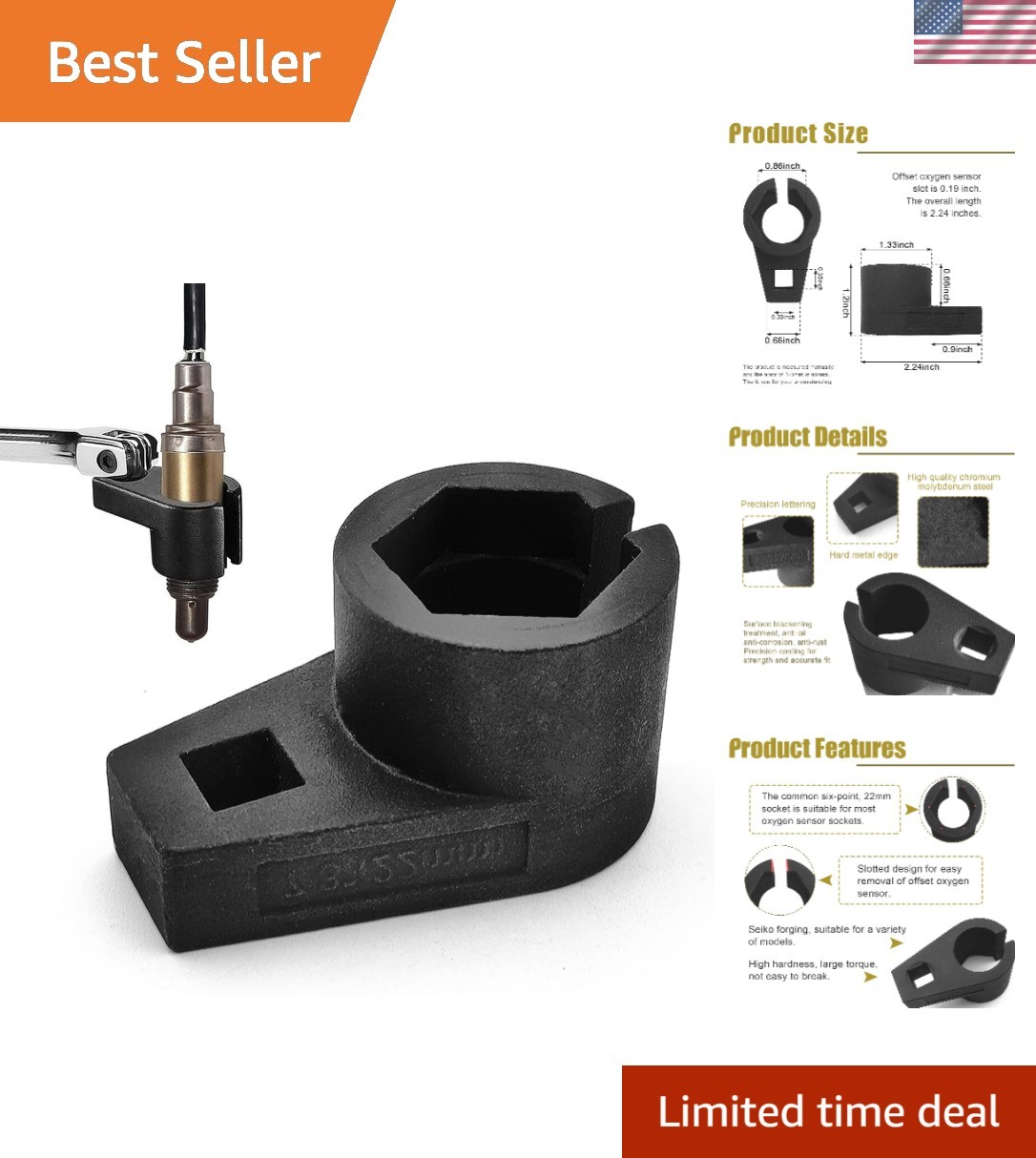 Universal Slotted Oxygen Sensor Socket 7/8″ – Efficient Repairs for Cars