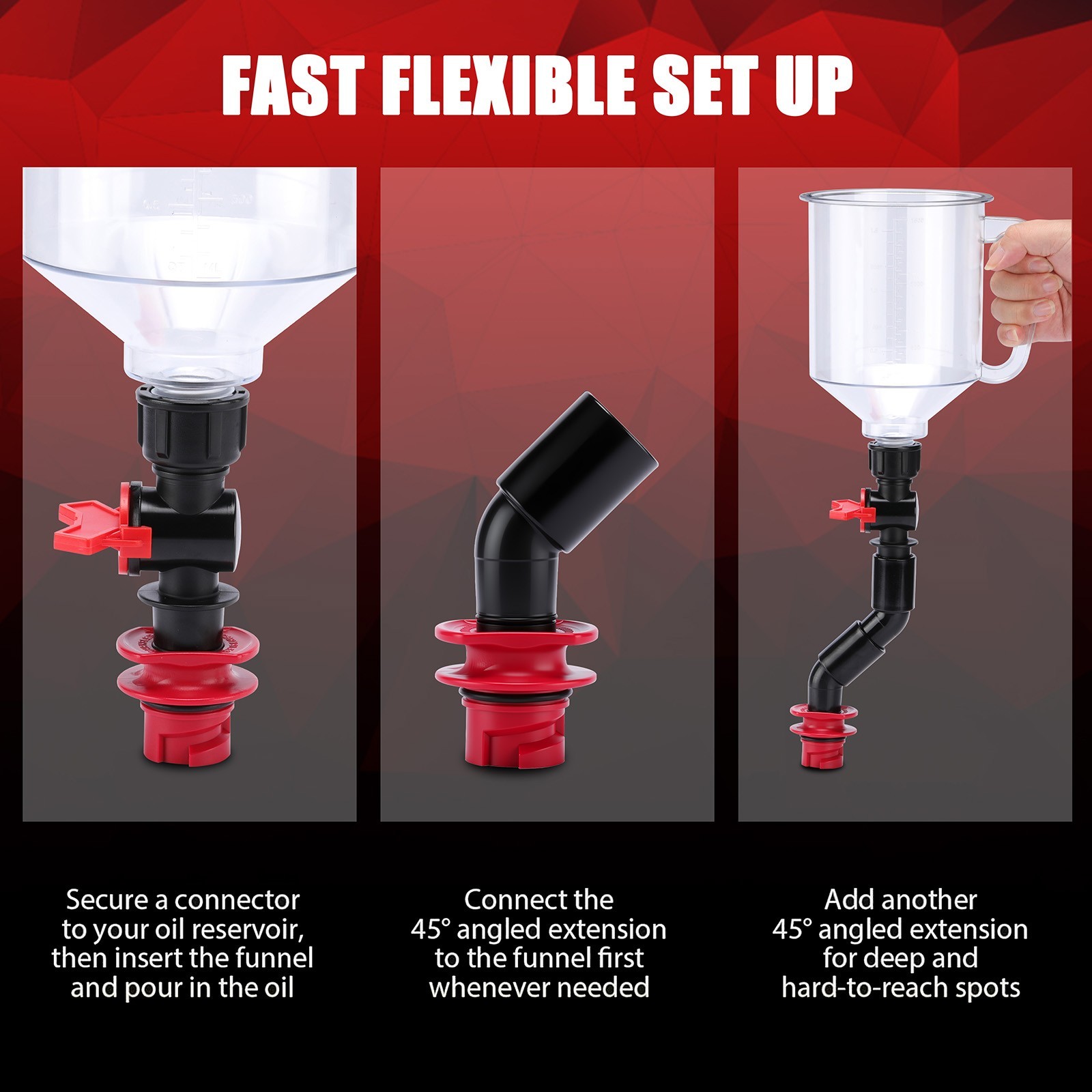 18Pcs Auto Oil Change Funnel Set 1.5QT Funnel w/12 Adapters & Magnetic Storage
