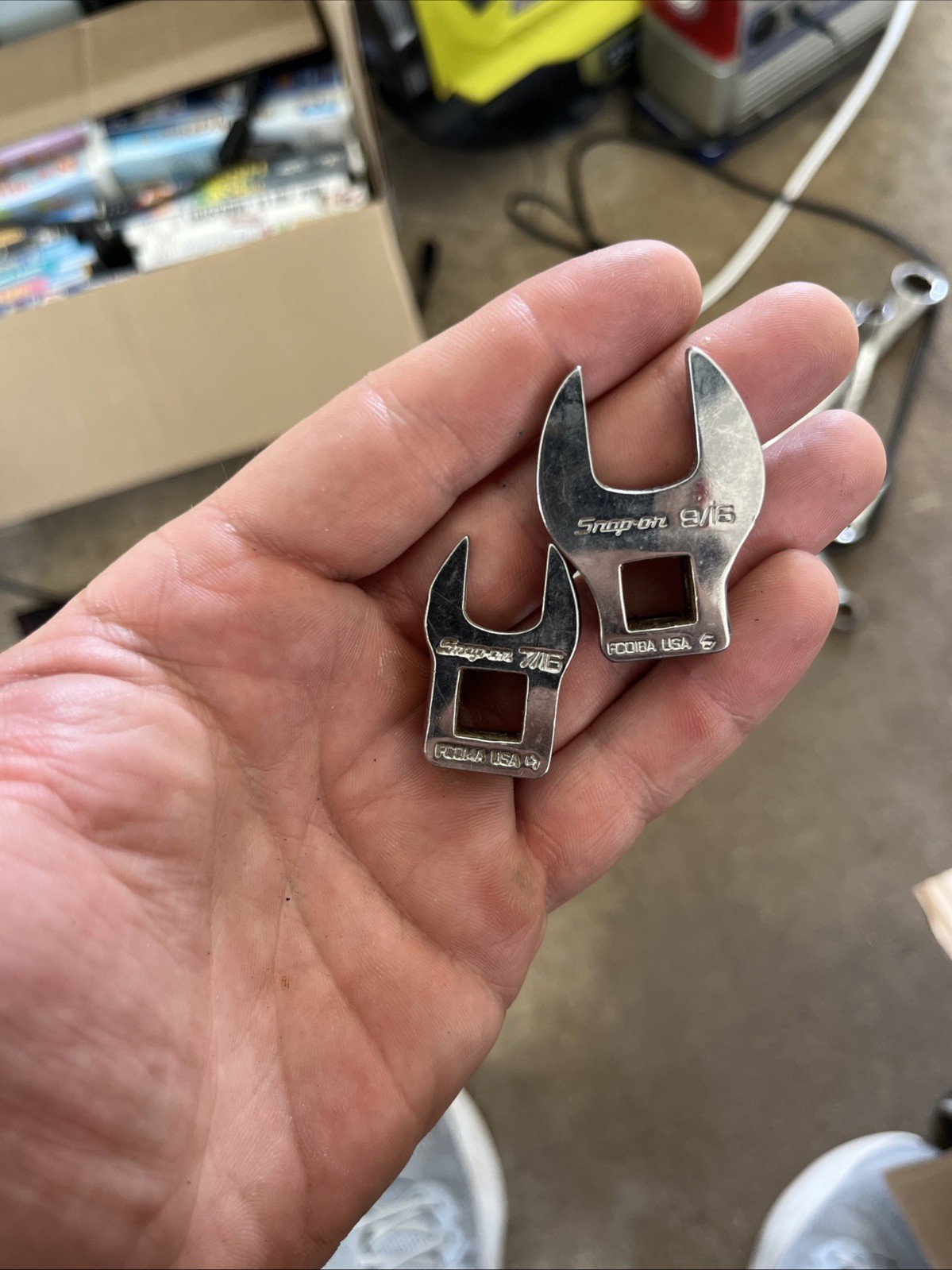 Snap-On 2 Piece 7/16 Drive 9/16 Metric Crowfoot Wrench Set