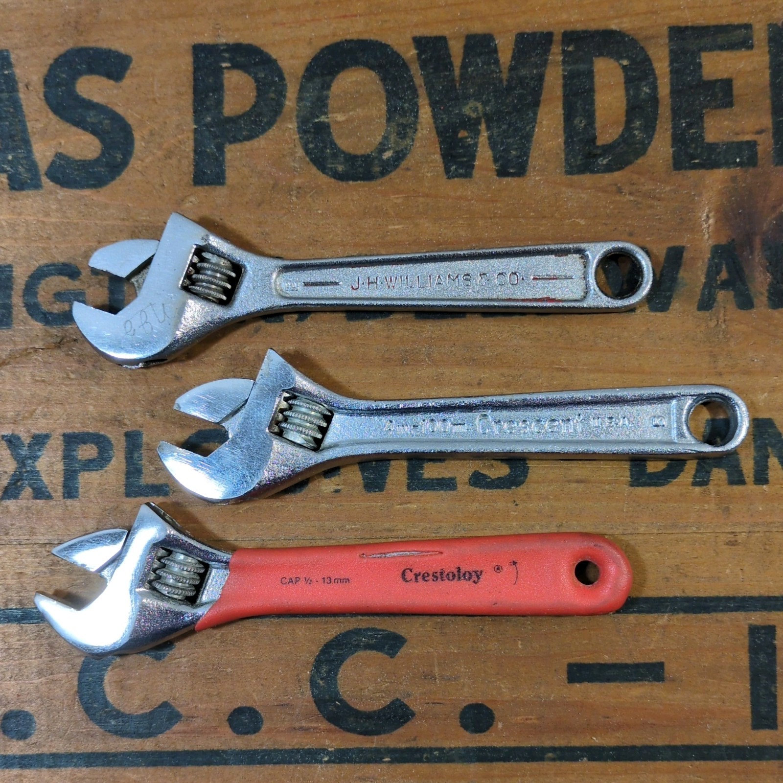 Vintage 4″ Adjustable Wrench USA Lot of 3, Crescent, JH Williams