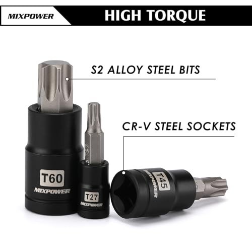 32 Piece Torx Bit Socket Set Star Bits E-Torx Sockets CR-V S2 Alloy Steel