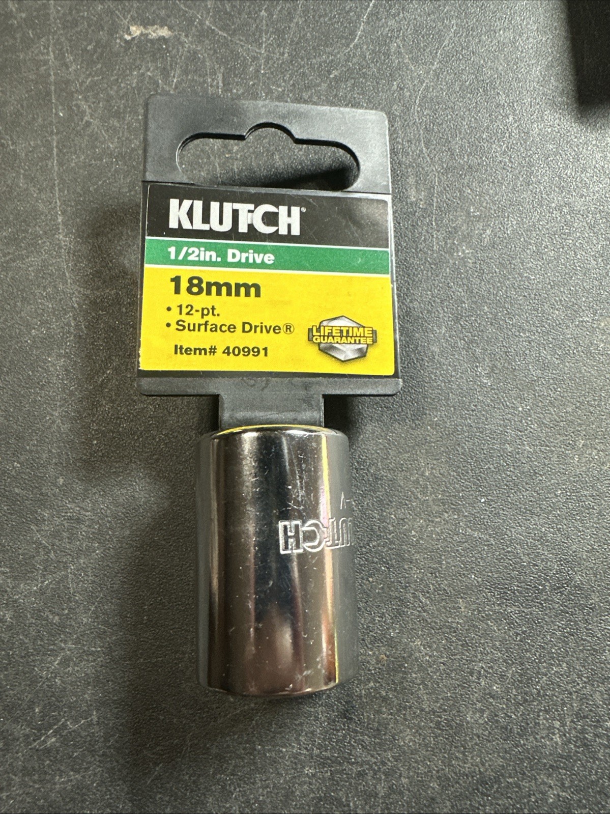 New Klutch 1/2 Drive 12 Pt 18mm Metric Socket