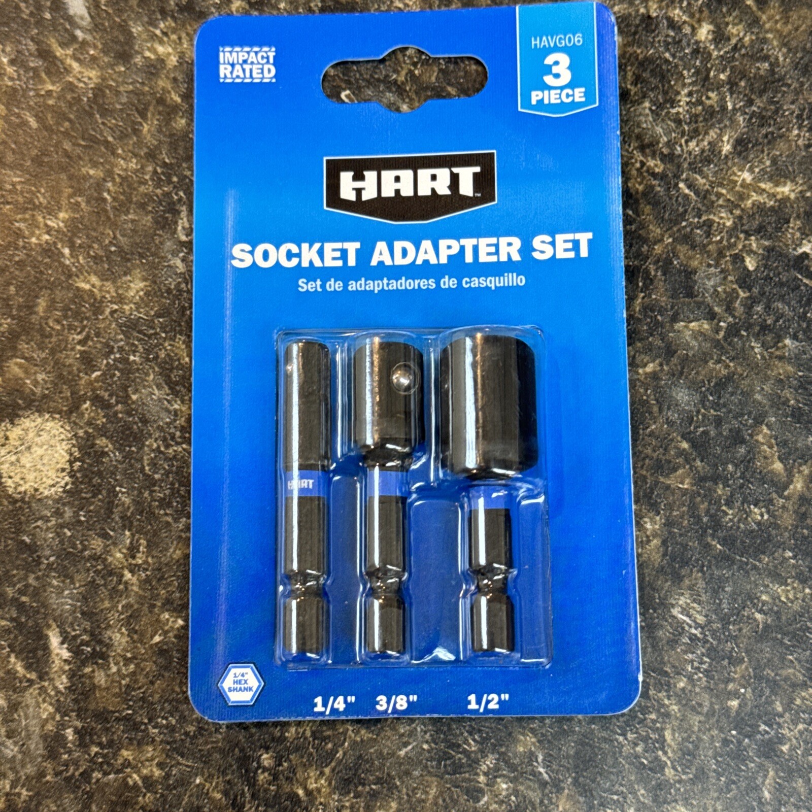 3-Piece Socket Adapter Set, 1/4-inch, 3/8-inch, 1/2-inch. Hart Brand