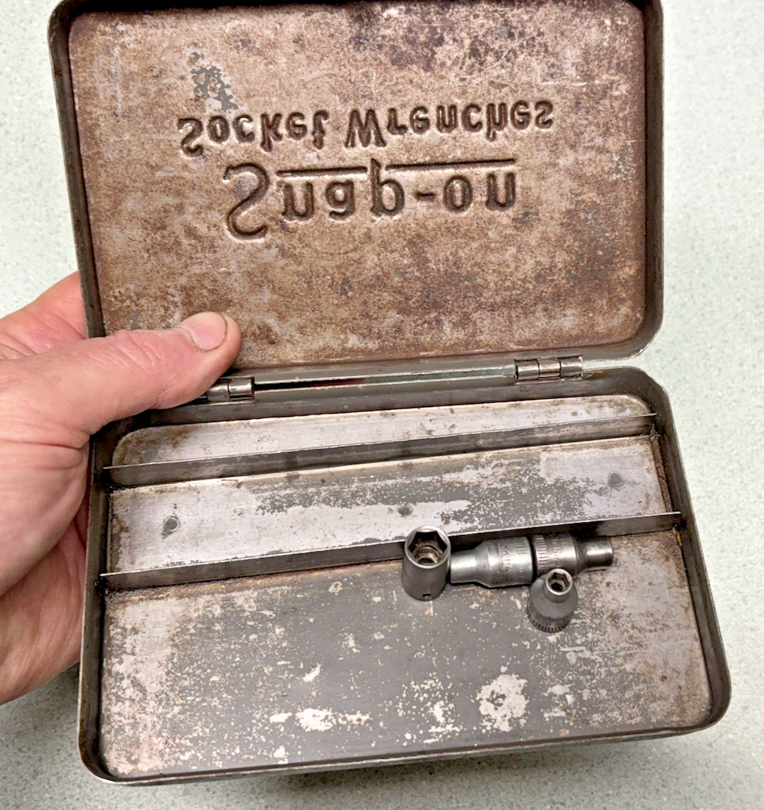 Vintage Snap-On Early Socket Wrench Set Case TM 6 7 8 11 E date 1944 RARE WWII