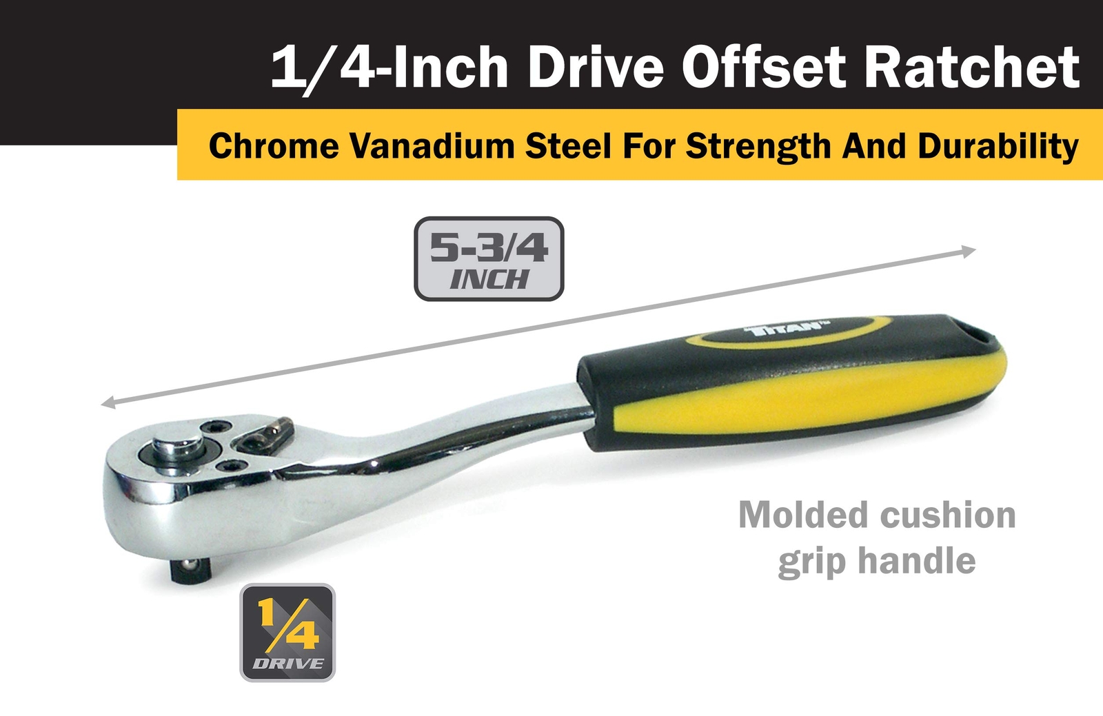 Titan Tools 1/4 in. Drive Quick-release Offset Ratchet (12042)