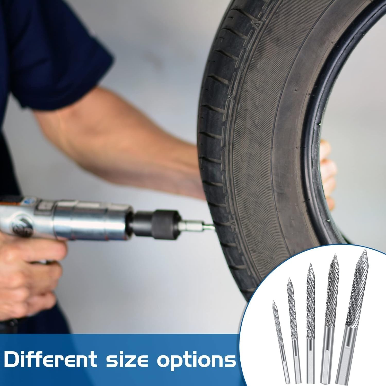 5Pcs Tire Repair Carbide Burr Drill Bit Set 3-10mm Wire Plug Cutter Reamer Tool