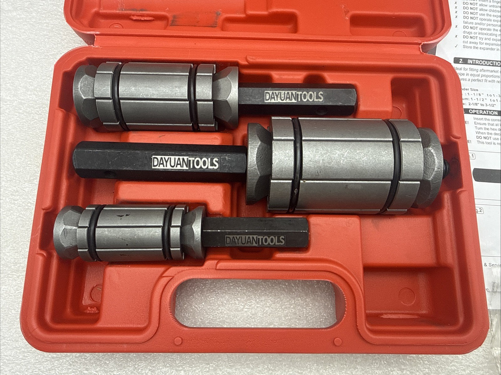 DAYUAN Upgraded 3Pcs Exhaust Pipe Expander Tool Set 1-1/8» to 3-1/2» *READ..