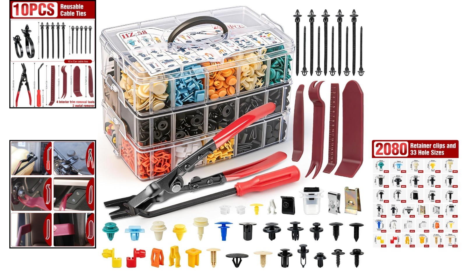 2080 PCS Automotive Retainer Clips & Trim Removal Tools – 33 Sizes For All Cars