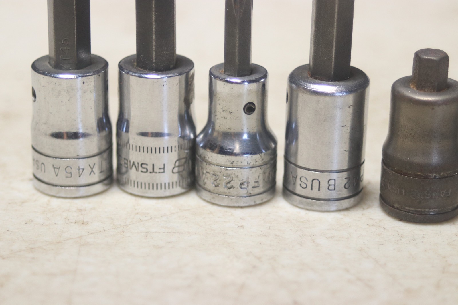 Lot of 10 Snap On 3/8 Inch Drive Torx Hex Screwdriver & Triple Square Bits