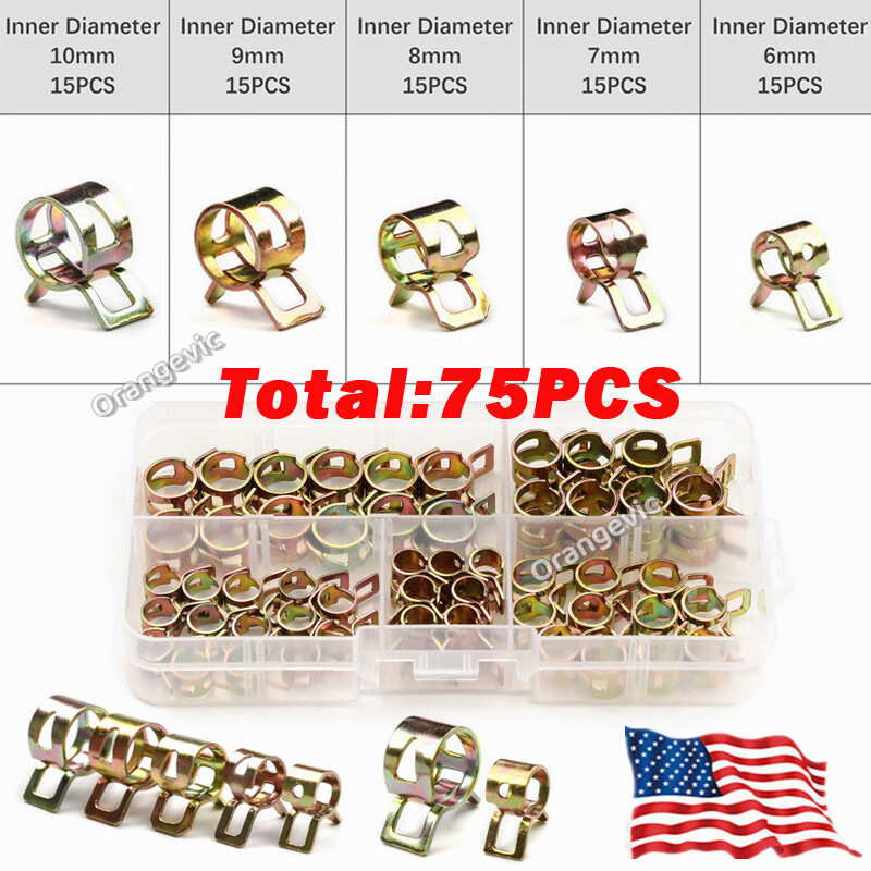 230/50PCS Spring Hose Clamps Fastener Kit Fuel Line Water Pipe Tube Clips+Pliers