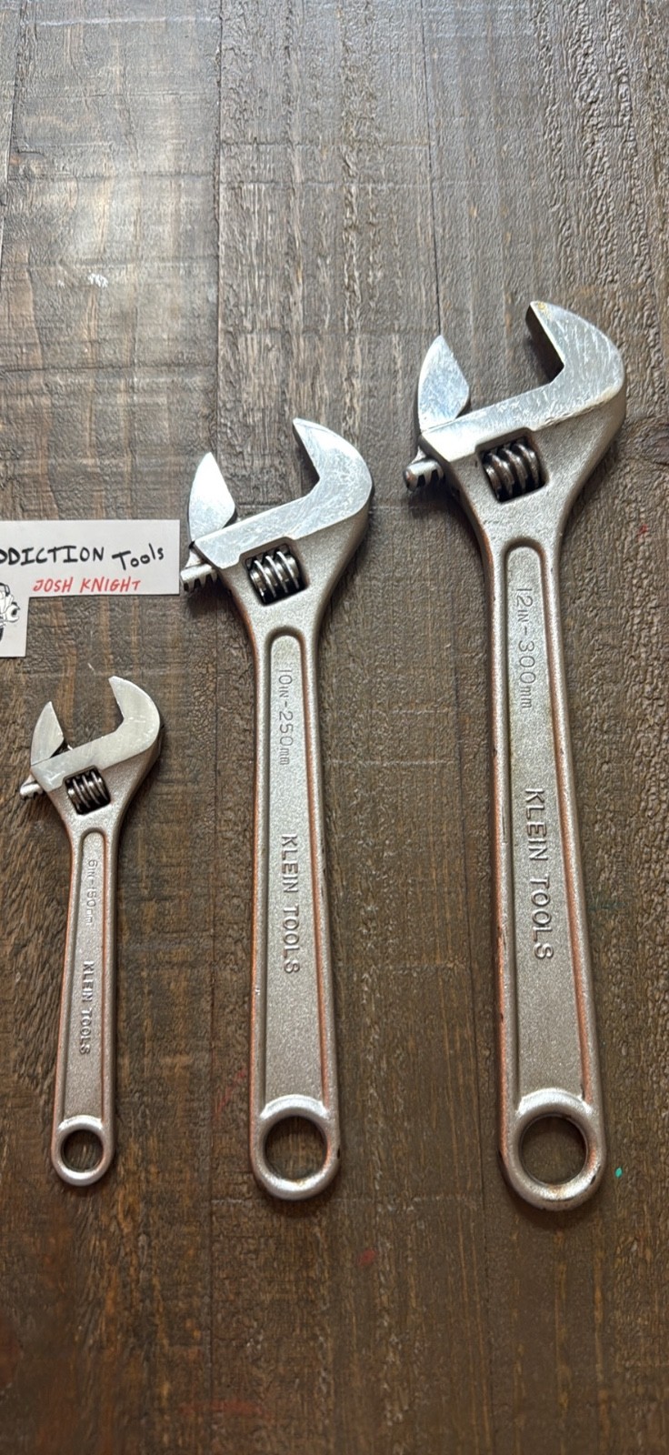 Klein tools adjustable 3 piece wrench set no owner markings all work great
