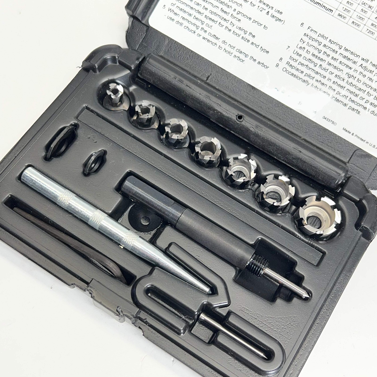 BLUE POINT Snap on Sheet Metal Hole Cutter Kit Design Prevents Clogging GA219B