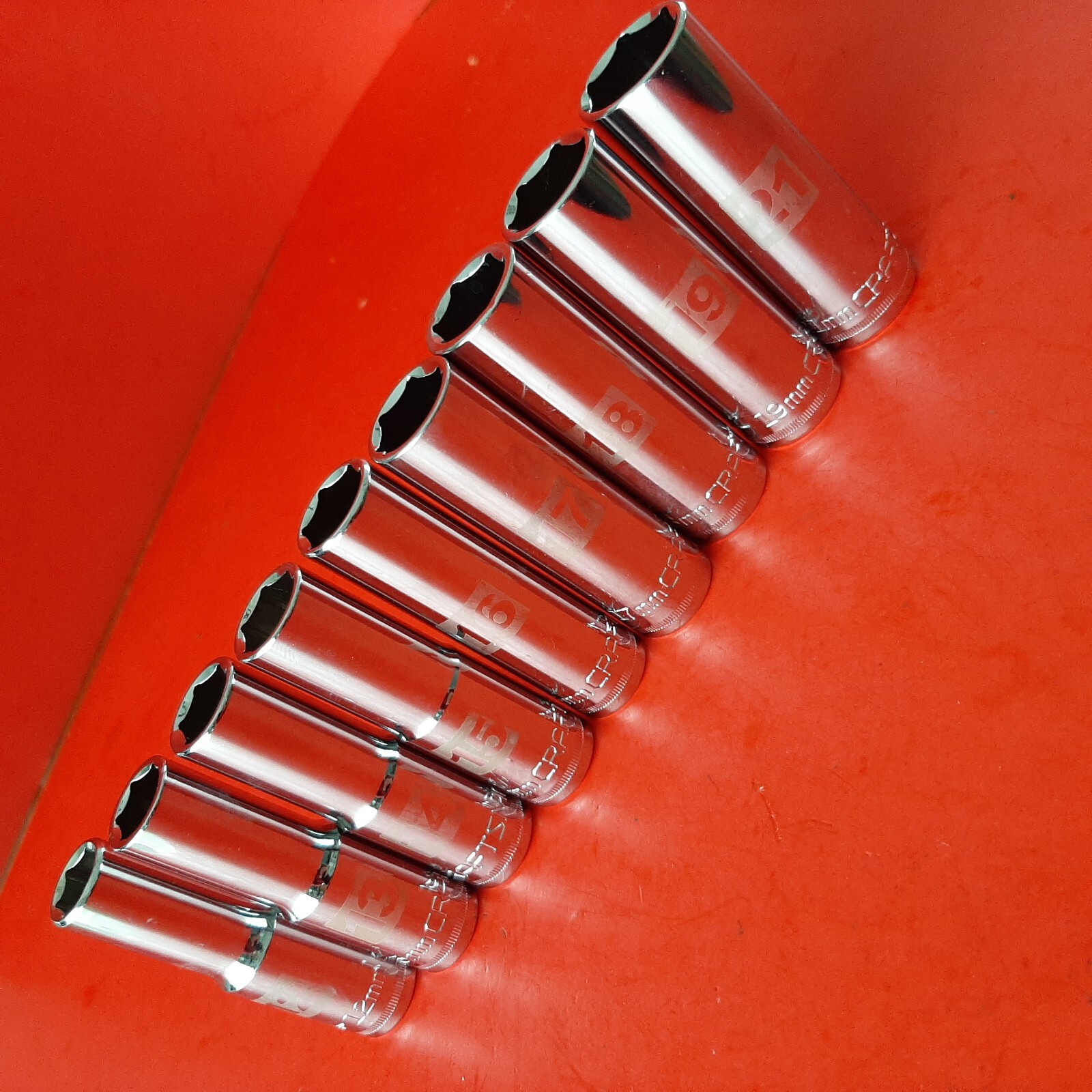 NEW CRAFTSMAN Easy Read 9 Piece 1/2 Drive DEEP METRIC 6 point Socket Set 12-21mm