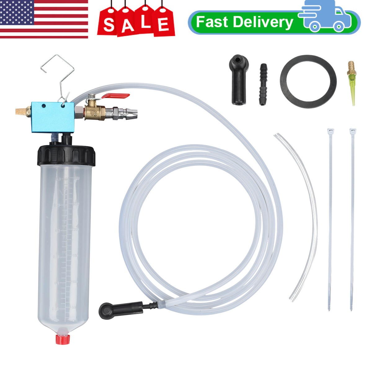 Brake Bleeder Kit 300ml Fluid Extractor Vacuum Pump Tool for Car Clutch Oil
