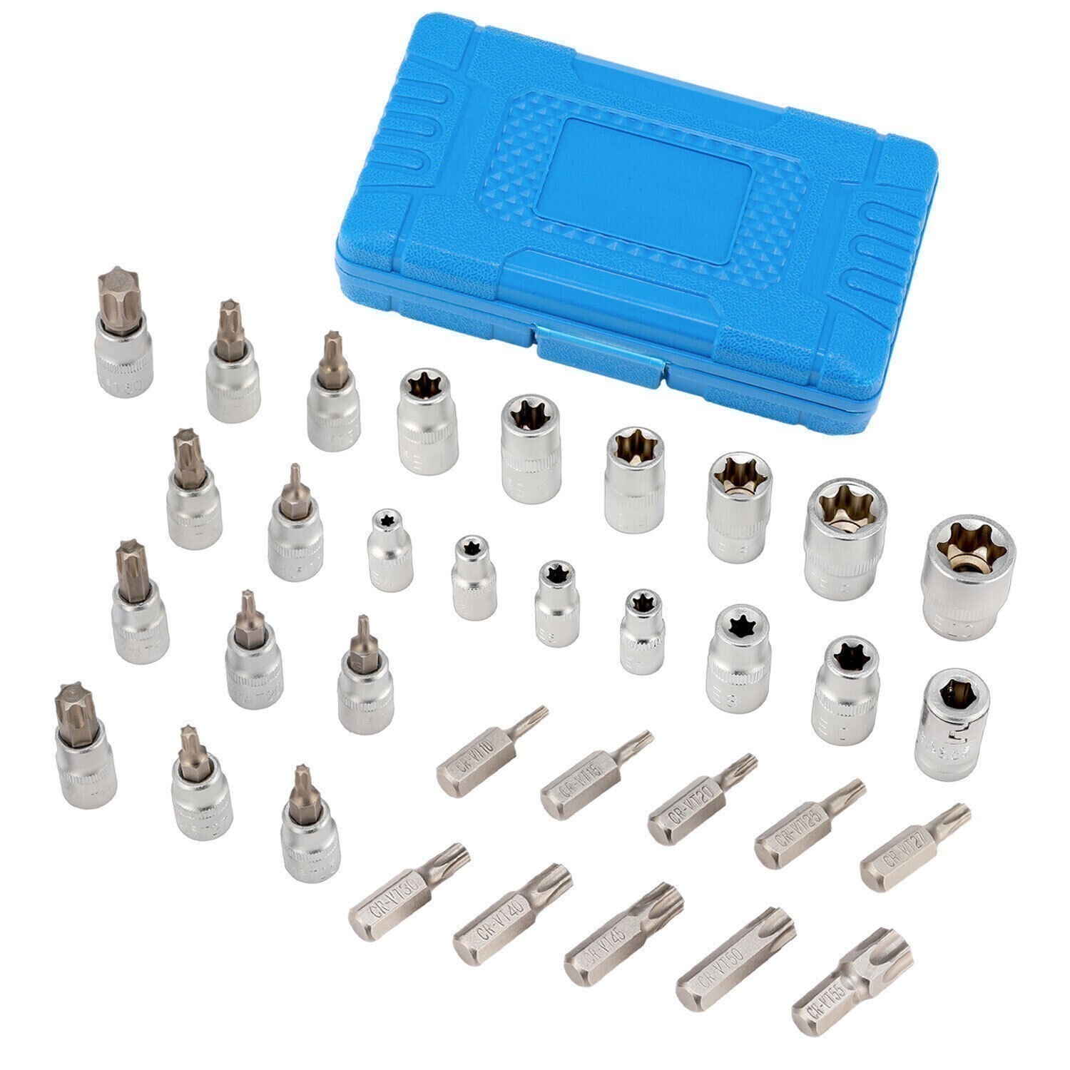 34Pcs Drive Male Female Torx Star Bit Socket E-socket Set Handheld Tool Case US