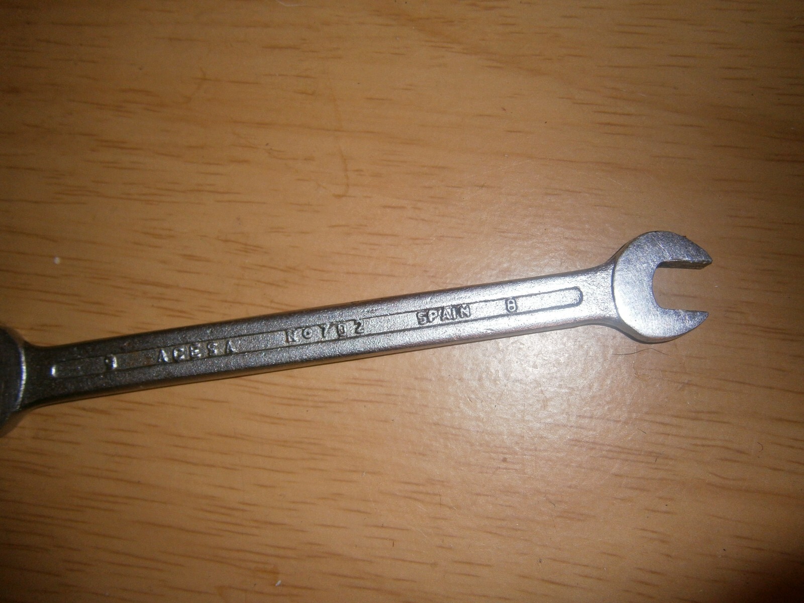 Vintage silver tone spanner. 8mm & 9mm ends (E6b)