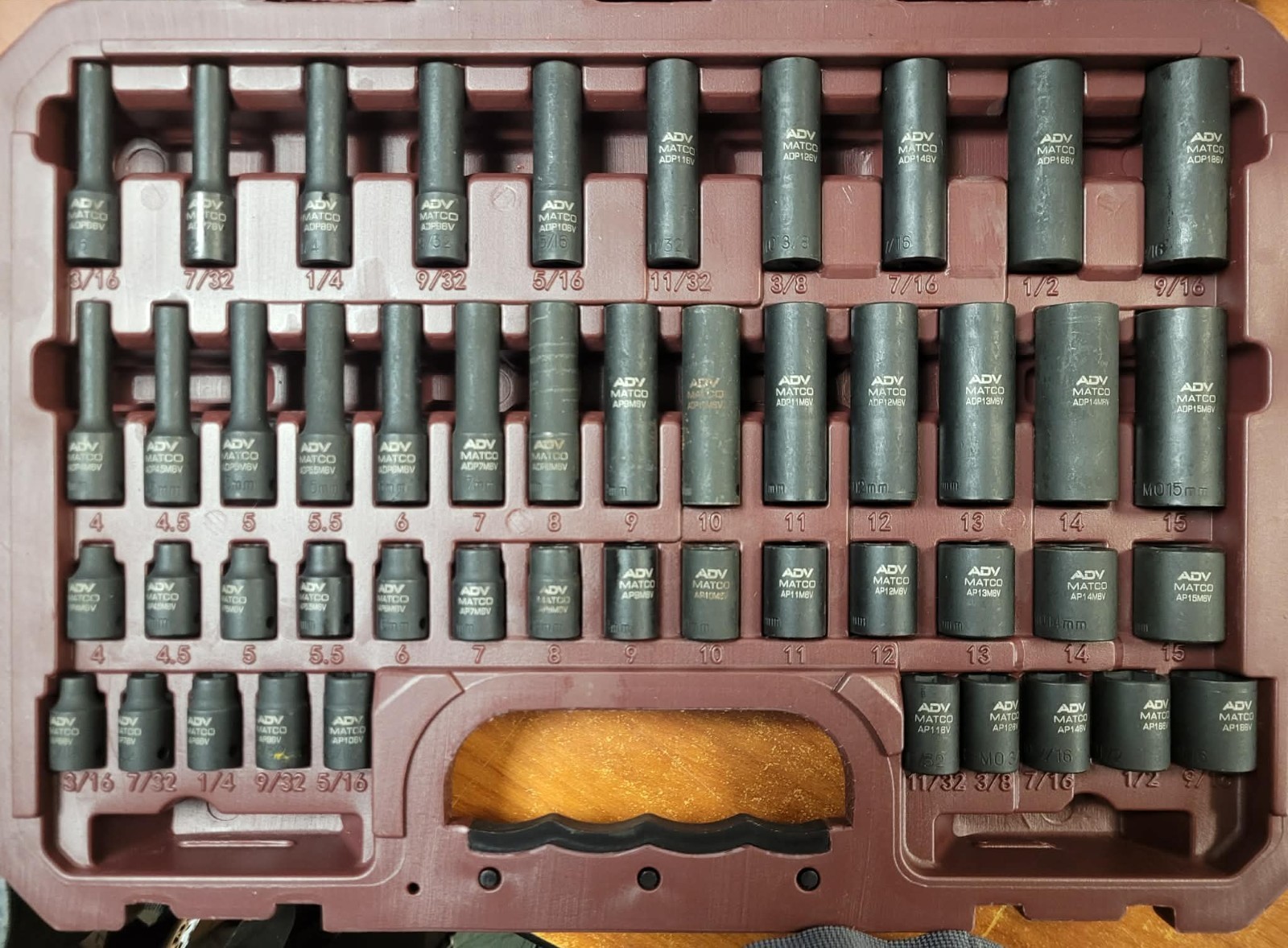Matco Tools SAP486V 48pc 1/4″ Metric/SAE 6pt ADV Standard/Deep Impact Socket Set