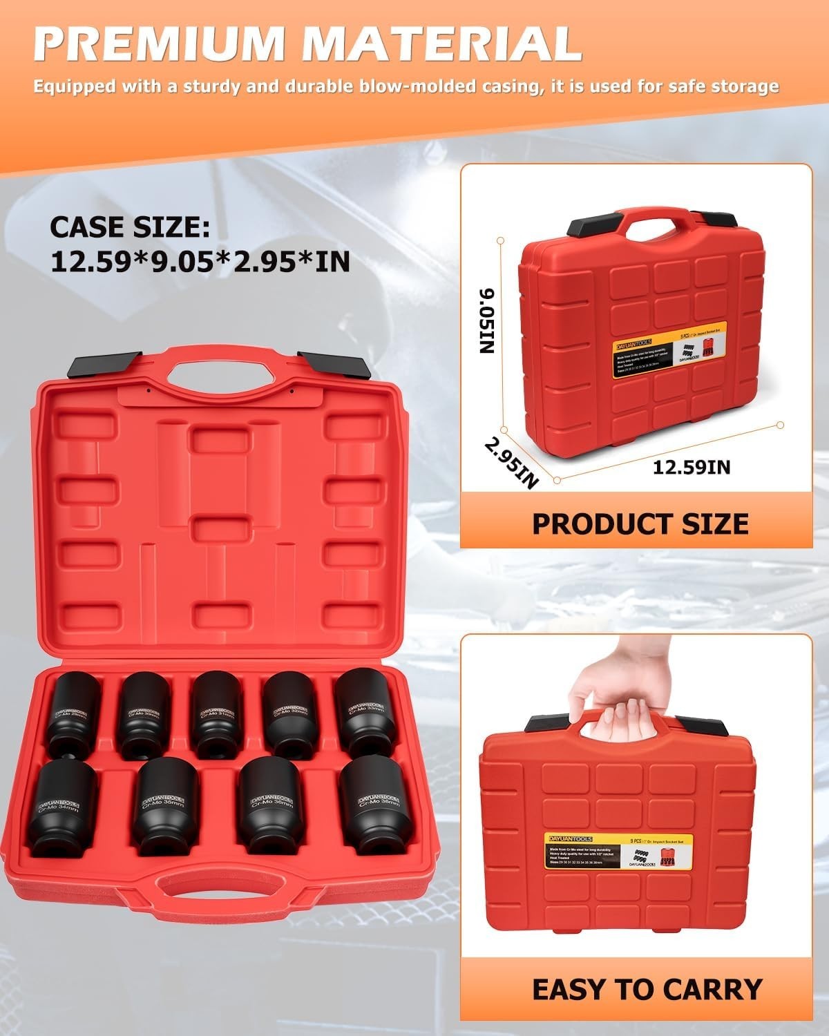 Professional 9-Piece Axle Nut Socket Set