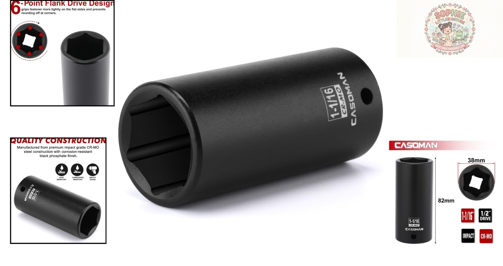 1/2″ Drive 1-1/16″ Deep Impact Socket – Corrosion-Resistant CR-MO for Mechanics