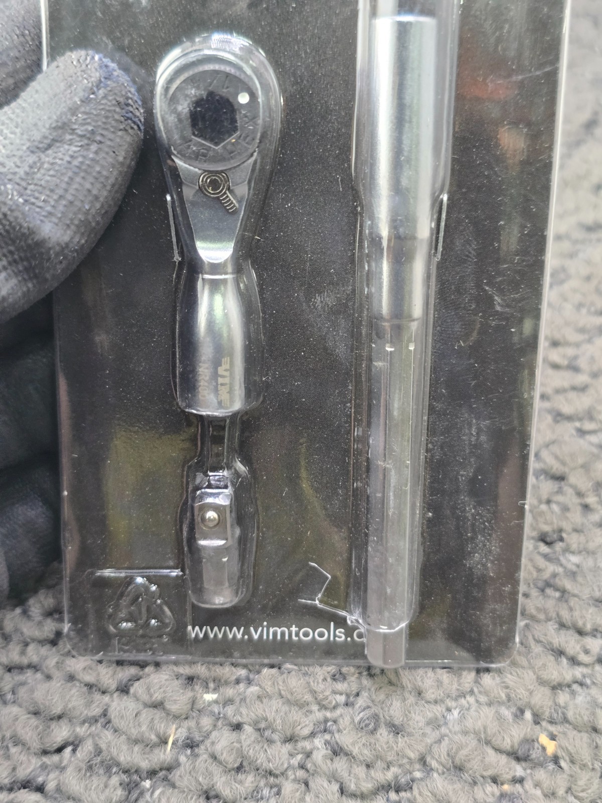 VIM Tools NR400K 3-Piece 1/4″ Dr Hex Stubby Nano Ratchet w/ Extension Assembly
