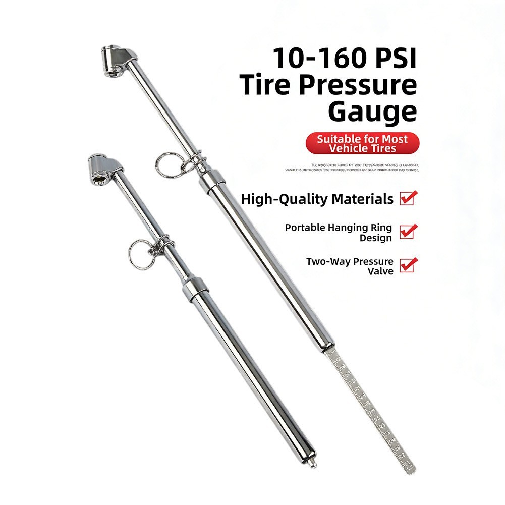 Heavy Duty Dual Head Air Gauge Stainless Steel 20-220 PSI for Truck RV