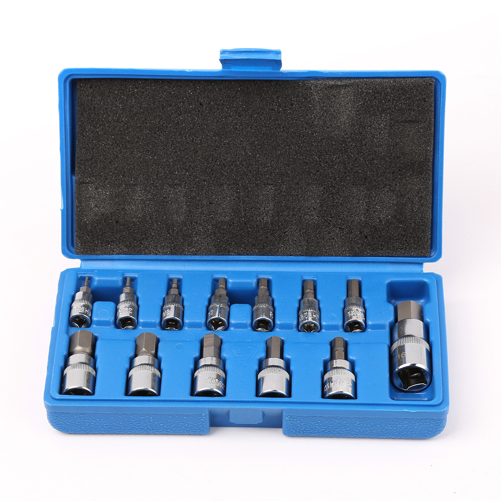 NEW 13pc Allen Key Ratchet Wrench 1/4″ 3/8″ 1/2″ Drive SAE Hex Bit Socket Set