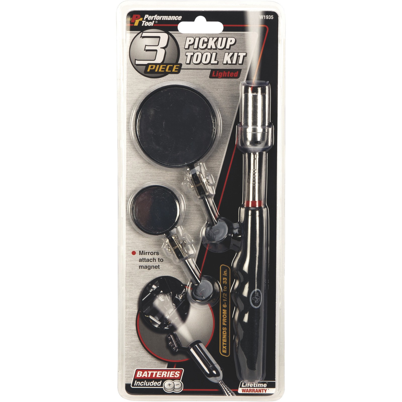 Performance Tool 3-Pc. Lighted Pickup Tool Kit, Model# W1935