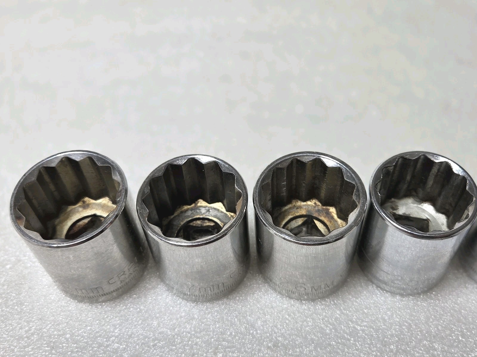 8 Pc. Mixed Set CRAFTSMAN G GK Series 21-28mm 1/2″ Drive 12 Pt Shallow Socket