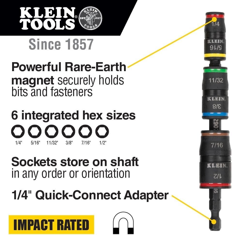 32907 Impact Driver, 7-in-1 SAE Impact Socket Set, Flip Socket Set with 1/4, …