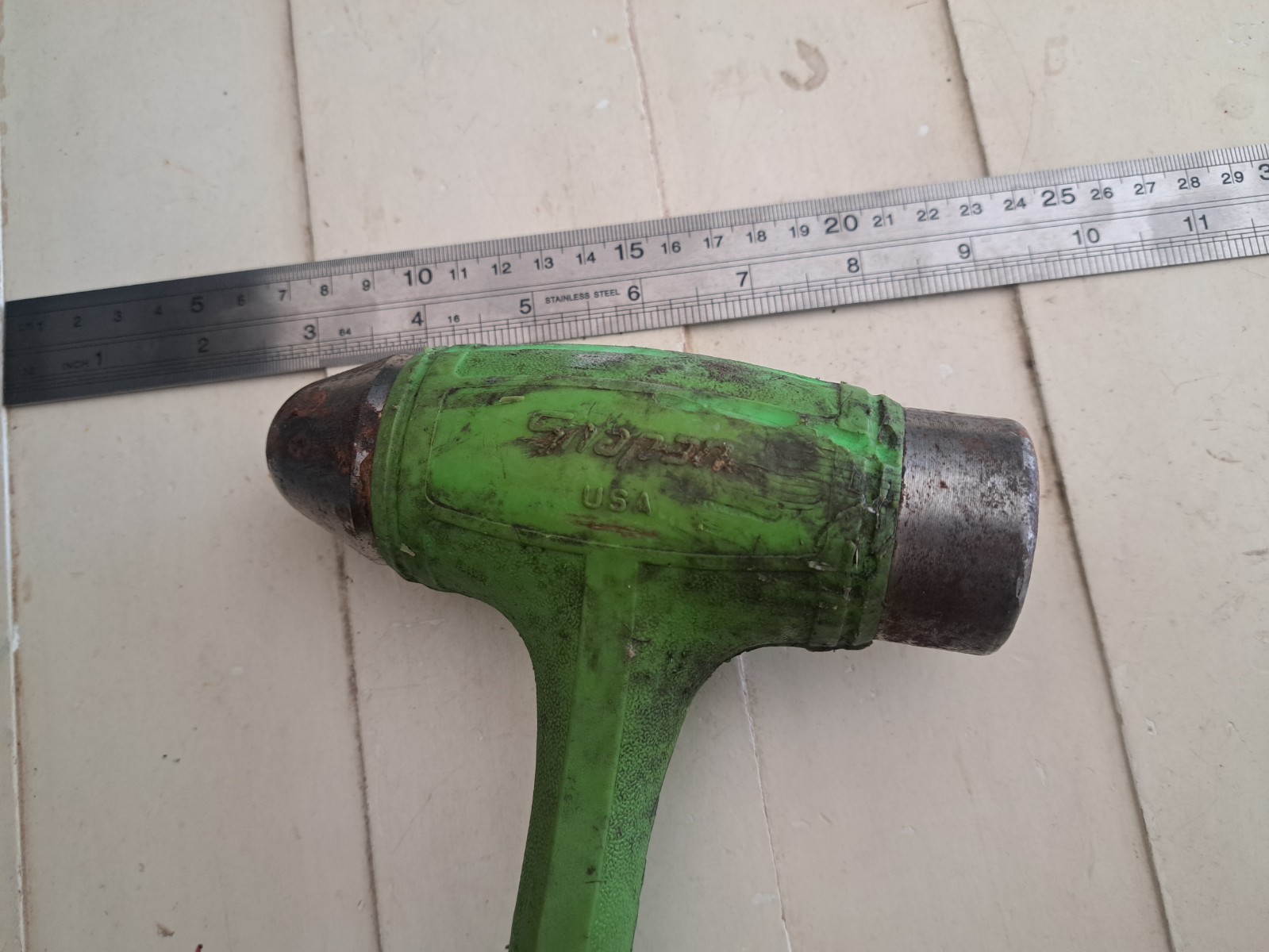 Snap-on Tools USA 32oz / 900g GREEN Soft Grip Steel Dead Blow Hammer HBBD32